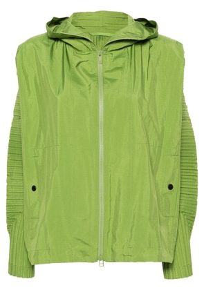 Homme Plissé Issey Miyake plissé-effect hooded lightweight jacket - Green