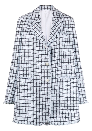 Thom Browne checked cotton single-breasted coat - Blue