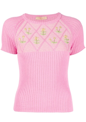 CORMIO floral embroidery-detail knit top - Pink