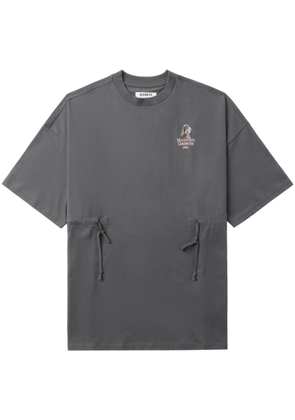 Musium Div. drawstring-waist embroidered T-shirt - Grey