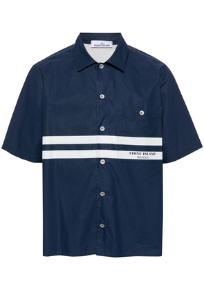 Stone Island stripe-detail cotton overshirt - Blue