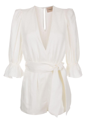 Adriana Degreas Orquidea Vintage linen-blend playsuit - White