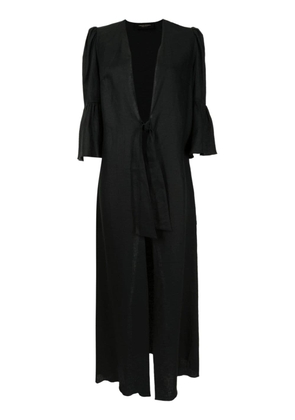 Adriana Degreas Orquidea Vintage linen maxi robe - Black