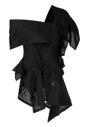 Yohji Yamamoto asymmetric draped sleeveless blouse - Black