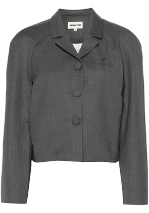 SHUSHU/TONG logo-embroidered chambray jacket - Grey