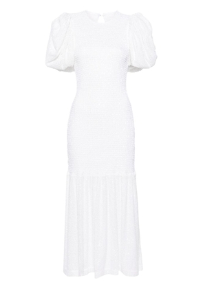 ROTATE BIRGER CHRISTENSEN sequinned puff-sleeve maxi dress - White