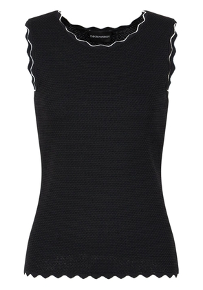 Emporio Armani scalloped knitted vest top - Black