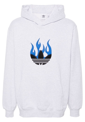 adidas flames logo-patch cotton hoodie - Grey