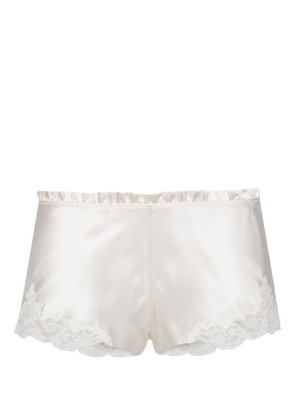 Carine Gilson lace-trim silk mini shorts - White