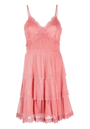 TWINSET lace-trim ruffled mini dress - Pink