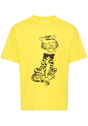 Aries Smoking Tiger cotton T-shirt - Yellow