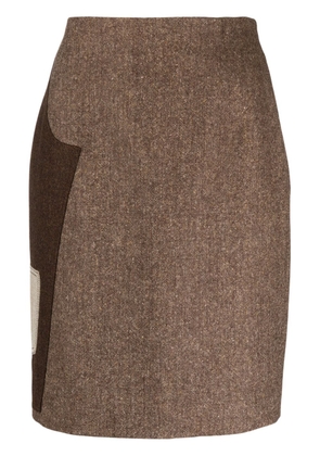 Moschino contrasting-panel pencil skirt - Brown