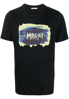 Marni painted logo-print T-shirt - Black