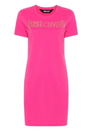 Just Cavalli logo-embellished cotton shirt dress - Pink