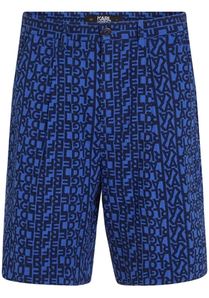 Karl Lagerfeld logo-jacquard seersucker shorts - Blue