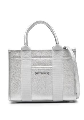 Balenciaga logo-print leather tote bag - Silver