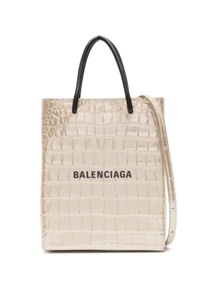 Balenciaga logo-print leather tote bag - Gold