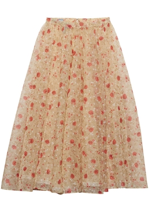 Prada Printed nylonette midi skirt - Red