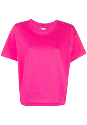 Tommy Hilfiger logo-embroidered cotton T-shirt - Pink