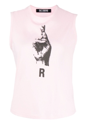 Raf Simons hand-print cotton tank top - Pink