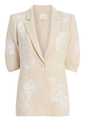 Cinq A Sept embroidered floral short sleeve blazer - Neutrals