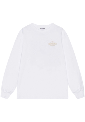 GANNI logo-print cotton sweatshirt - White