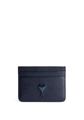 AMI Paris monogram-detail pebbled leather cardholder - Blue