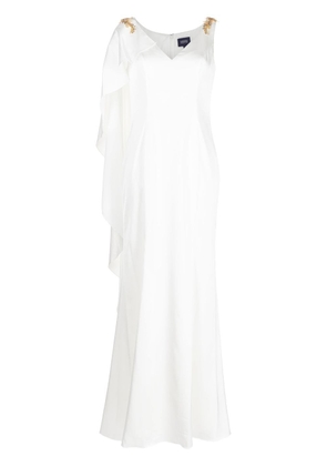 Marchesa Notte crystal-embellished satin gown - White