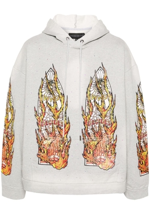 Who Decides War Flame Glass zip-up hoodie - Grey