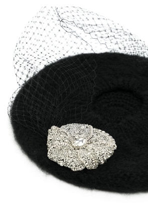 Jennifer Behr crystal-embellished voilette beret - Black