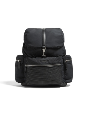 Black Technical Fabric and PELLETESSUTA Leather Backpack