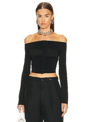Givenchy Ruched Straight Neckline Top in Black - Black. Size 38 (also in ).