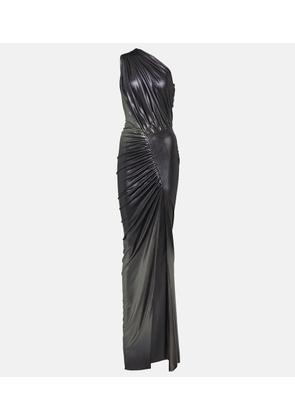 Rick Owens One-shoulder ruched metallic gown