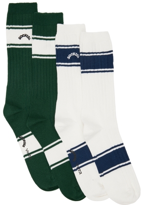 SOCKSSS Two-Pack White & Green Socks