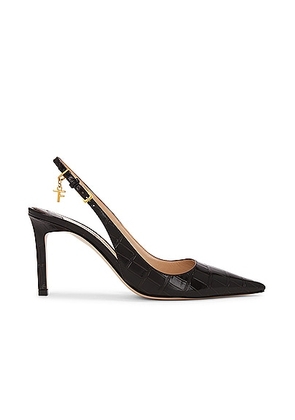 TOM FORD Stamped Croc 85 Slingback Pump in Espresso - Brown. Size 36.5 (also in 37, 37.5, 38.5, 39, 39.5, 41).