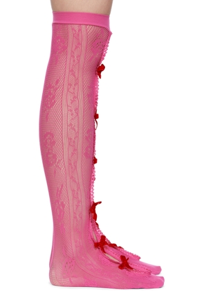 Nφdress SSENSE Exclusive Pink Velvet Bow Rosy Socks
