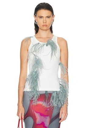 Acne Studios Feathers Tank in White & Navy - White. Size S (also in ).