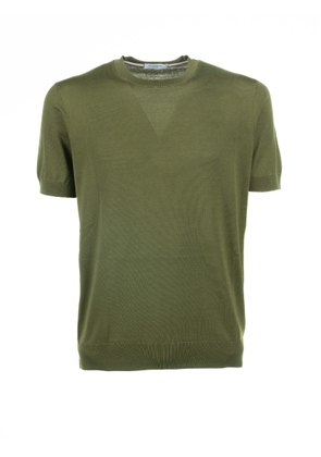 Paolo Pecora Green Cotton And Silk T-Shirt