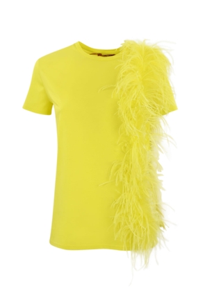 Max Mara Studio Cotton T-Shirt With Feathers