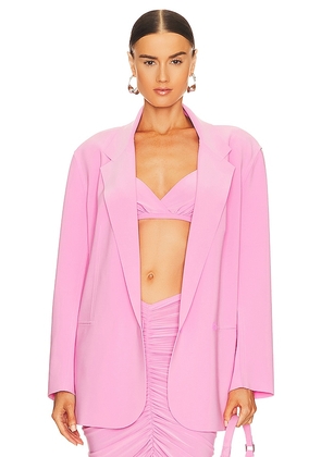 Norma Kamali Oversized Double Breasted Jacket in Pink. Size XS.