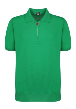 Kiton Iconic Green Mid Zip Polo Shirt