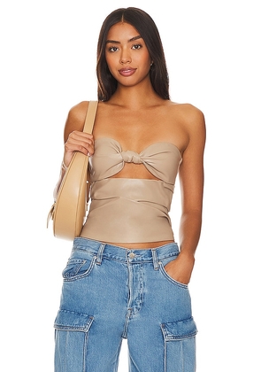Lovers and Friends Daxton Faux Leather Top in Neutral. Size XL, XS.