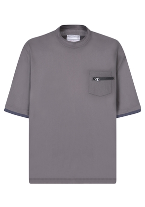 Sacai Grey Blue Cotton T-Shirt With Pocket