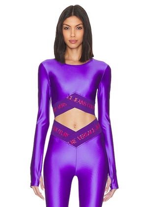 Versace Jeans Couture Doodle Logo Long Sleeve in Purple. Size 40.