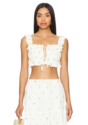 WeWoreWhat Double Tie Top in Ivory. Size M, S, XL, XS.
