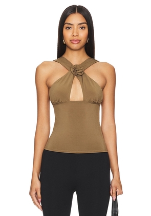WeWoreWhat Rose Halter Top in Brown. Size L, S, XL, XS.