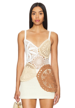 Tularosa Bryce Crochet Top in Neutral. Size M, S, XS.