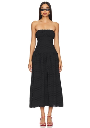 Tularosa Lizzie Midi Dress in Black. Size M, S, XL, XS, XXS.