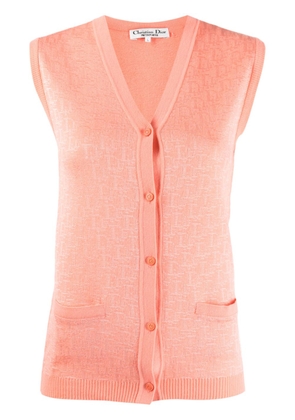 Christian Dior Pre-Owned 1990-2000s Trotter-jacquard V-neck vest - Pink