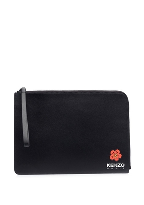 Kenzo logo-print leather clutch bag - Black
